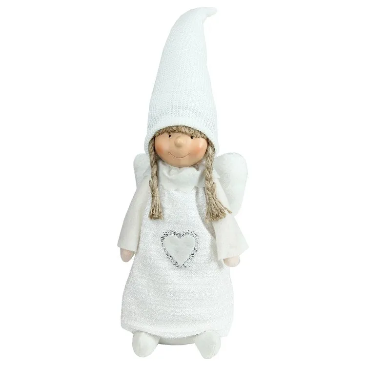 19.25" White Snowy Woodlands Girl Angel Christmas Tabletop Figurine