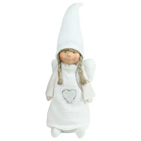 19.25" White Snowy Woodlands Girl Angel Christmas Tabletop Figurine