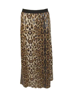 9240021 Leopard Sequined Long Skirt