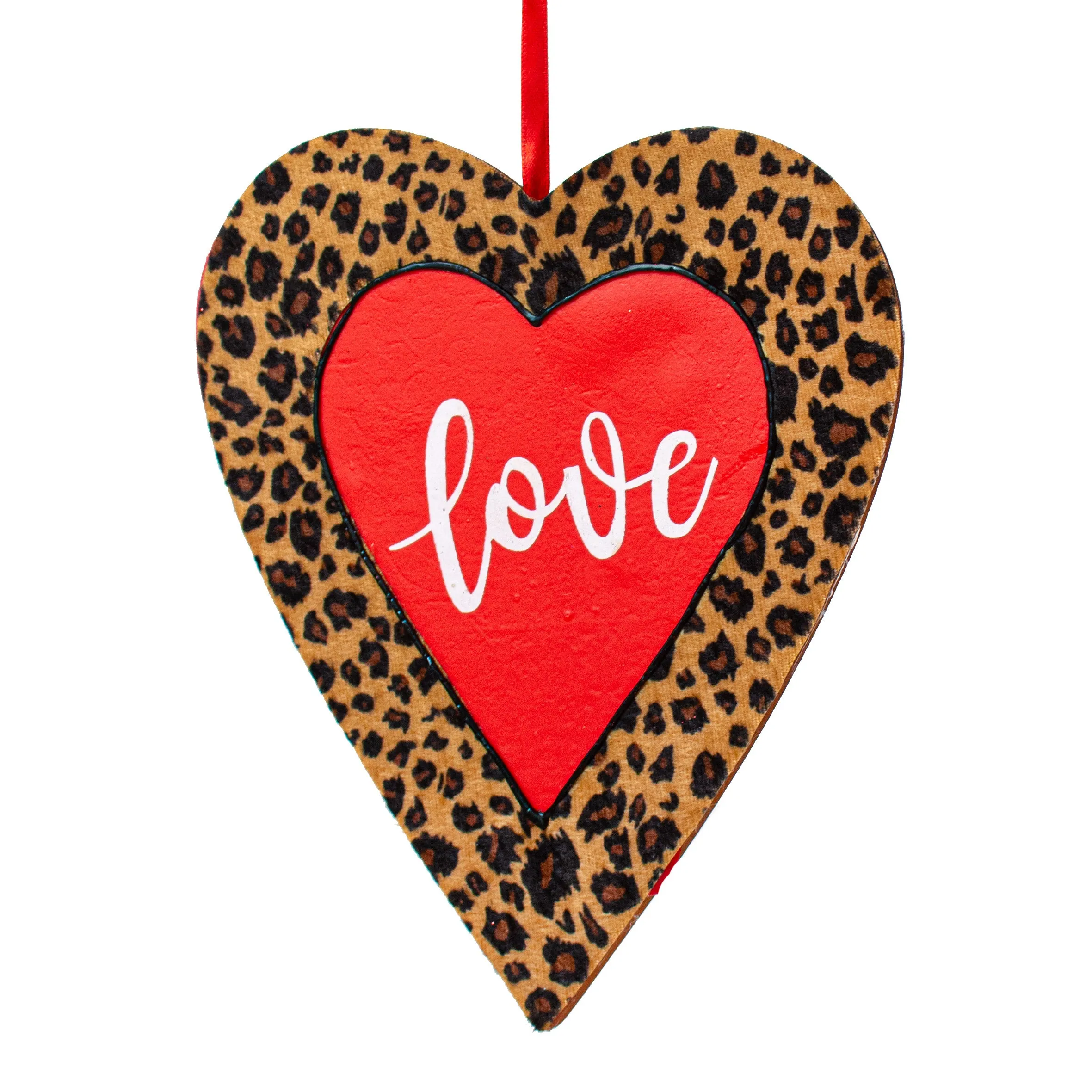 9" Love Heart Ornament: Cheetah