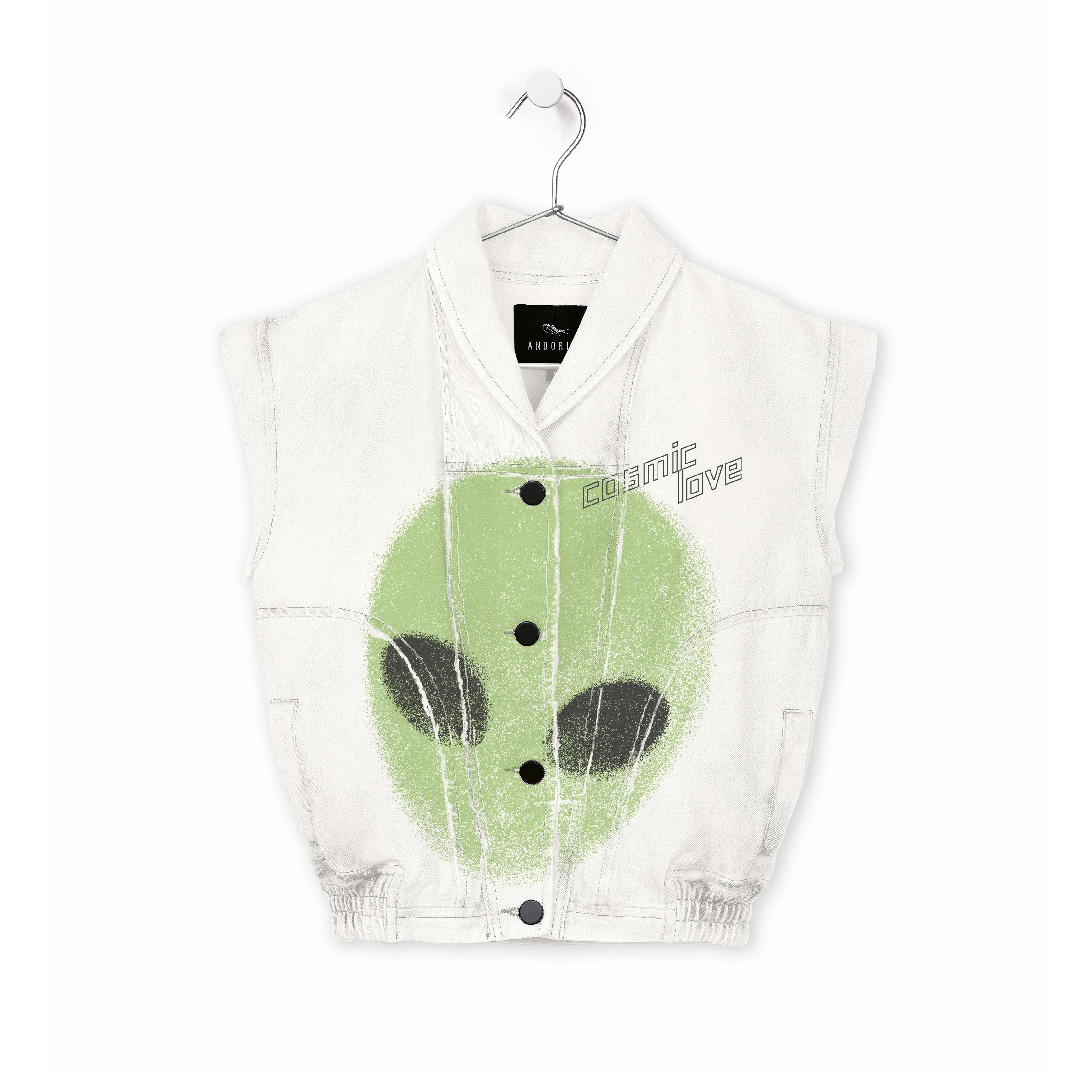 ALIEN-PRINT DENIM VEST