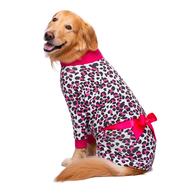 Anti-Fur Four-Legged Pajamas for Big Dogs | Stylish Bow Pet Clothing"