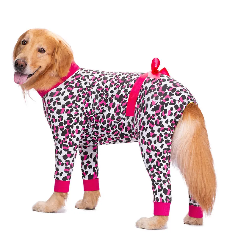 Anti-Fur Four-Legged Pajamas for Big Dogs | Stylish Bow Pet Clothing"