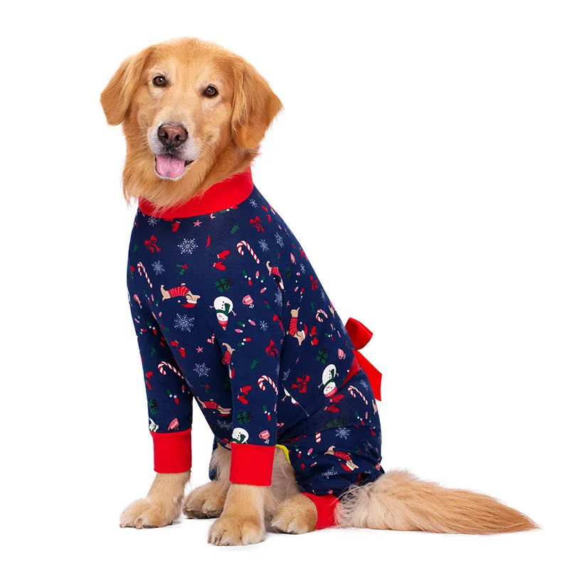 Anti-Fur Four-Legged Pajamas for Big Dogs | Stylish Bow Pet Clothing"