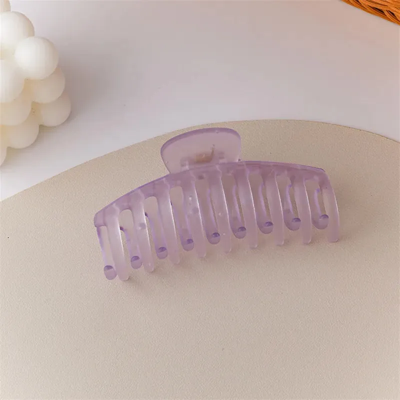 AOMU Sweet Scrub Color Acrylic Grasp Clip Simple Oval Hollow Leopard Grasp Hair Crab for Women Makeup Bath Hair Accessories