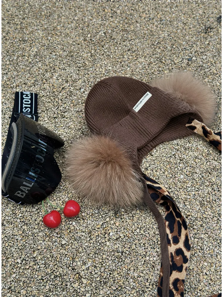 BCG Retro Fluffy Leopard Beanie