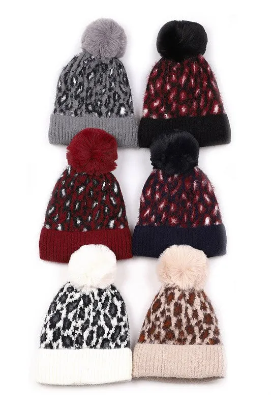 Beanie Pom Pelo Sintetico Suave Leopardo