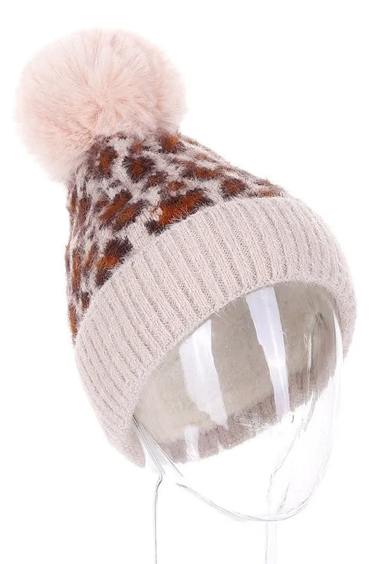 Beanie Pom Pelo Sintetico Suave Leopardo