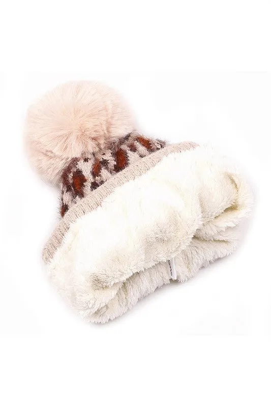 Beanie Pom Pelo Sintetico Suave Leopardo