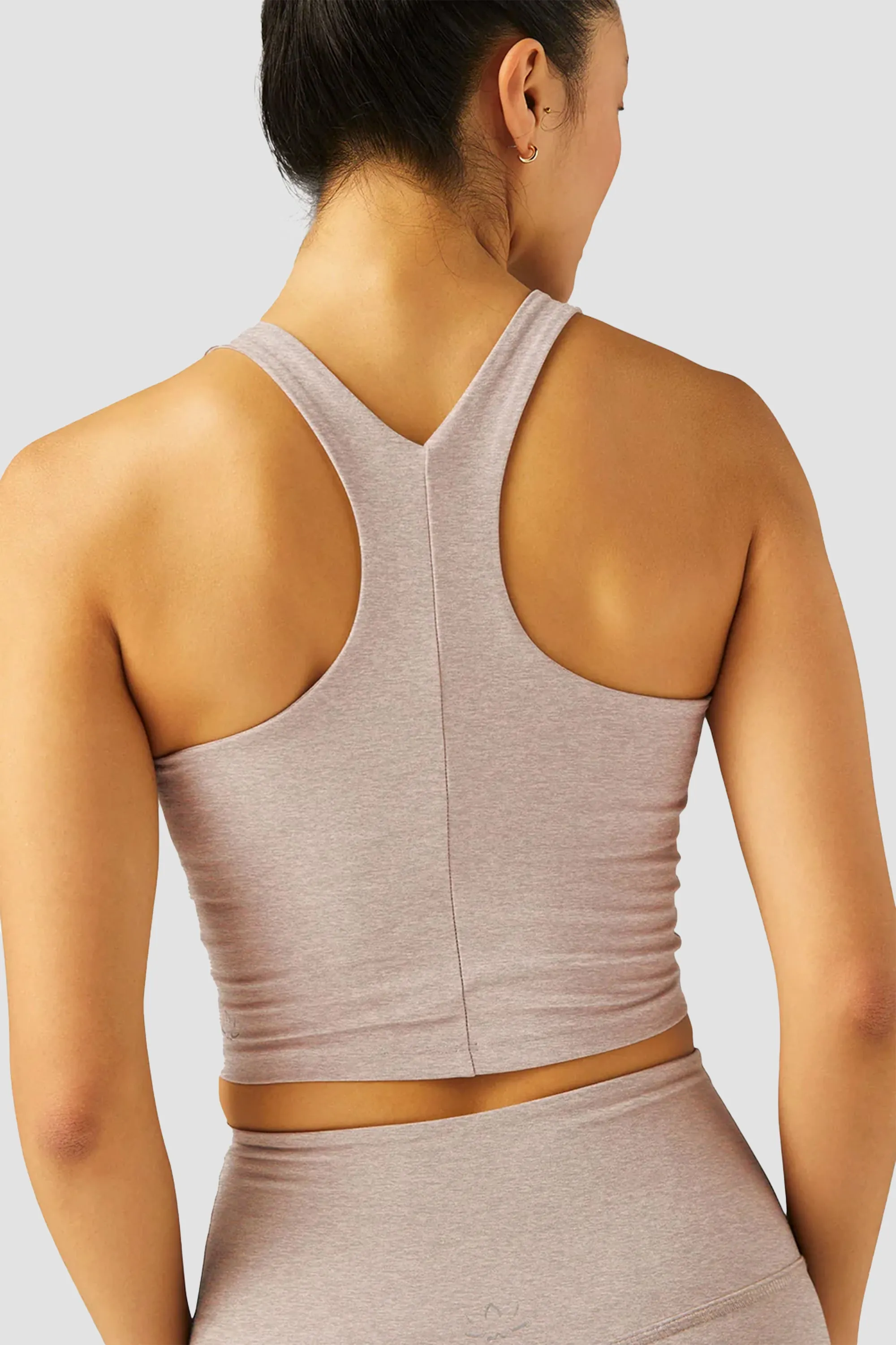 Beyond Yoga Spacedye Focus Cropped Tank in Chai