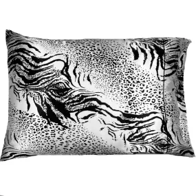 Black and White Leopard Pattern Satin Pillowcase. African Animal Print.