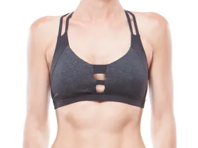 Black   Charcoal | Strappy Sports Bra