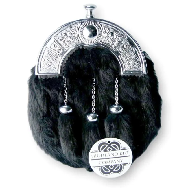 Black Fur Sporran Accessory for Kilts