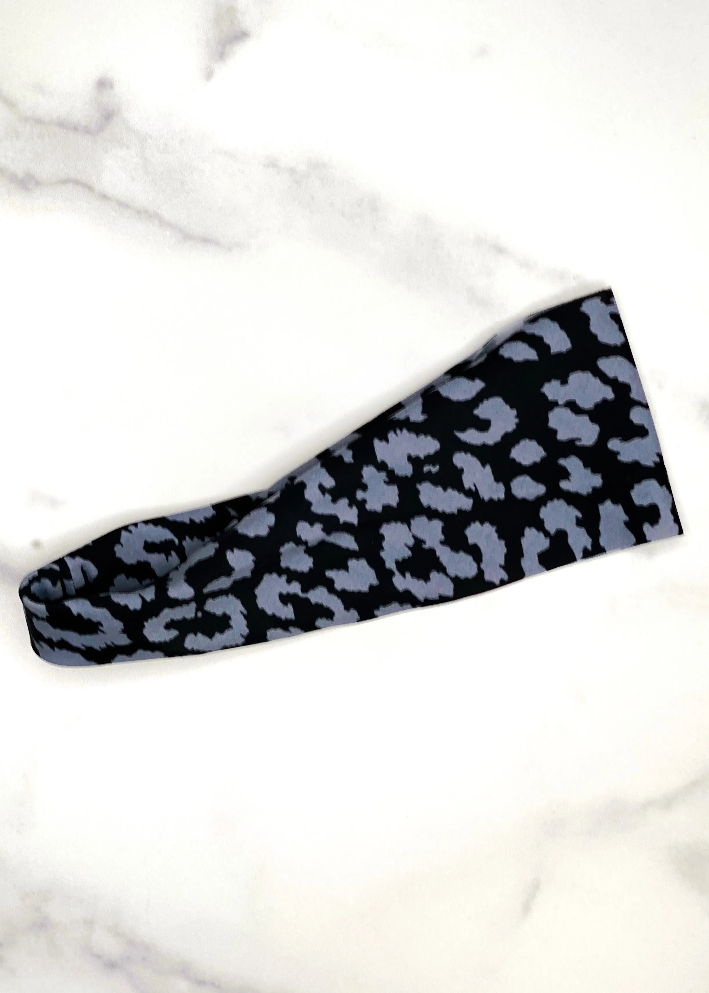 Black   Gray Leopard Yoga Headband