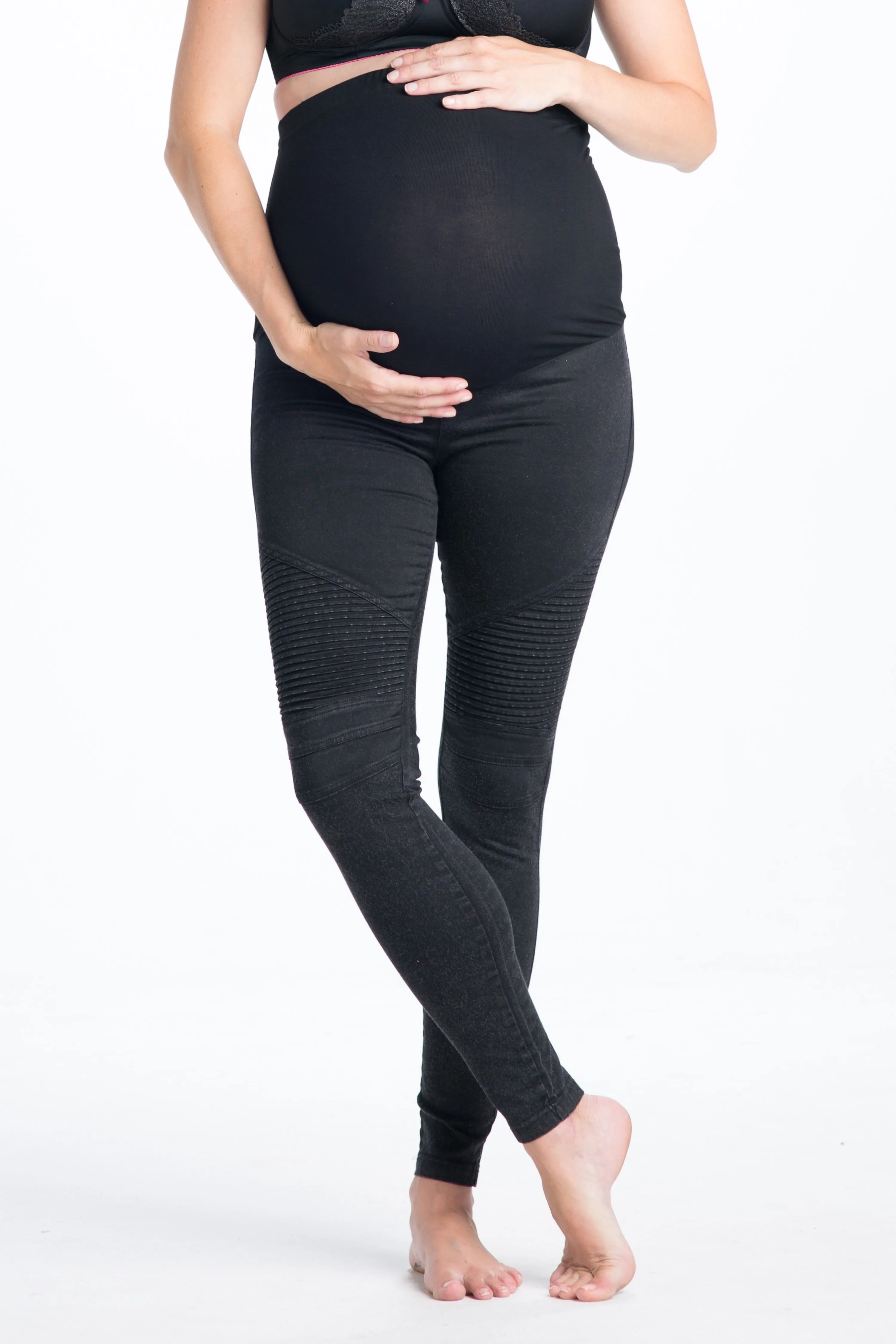 Black Out Moto Maternity Leggings