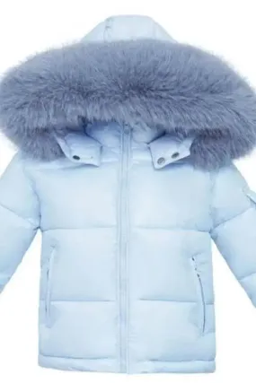 Blue Fur Hood Boys Coat