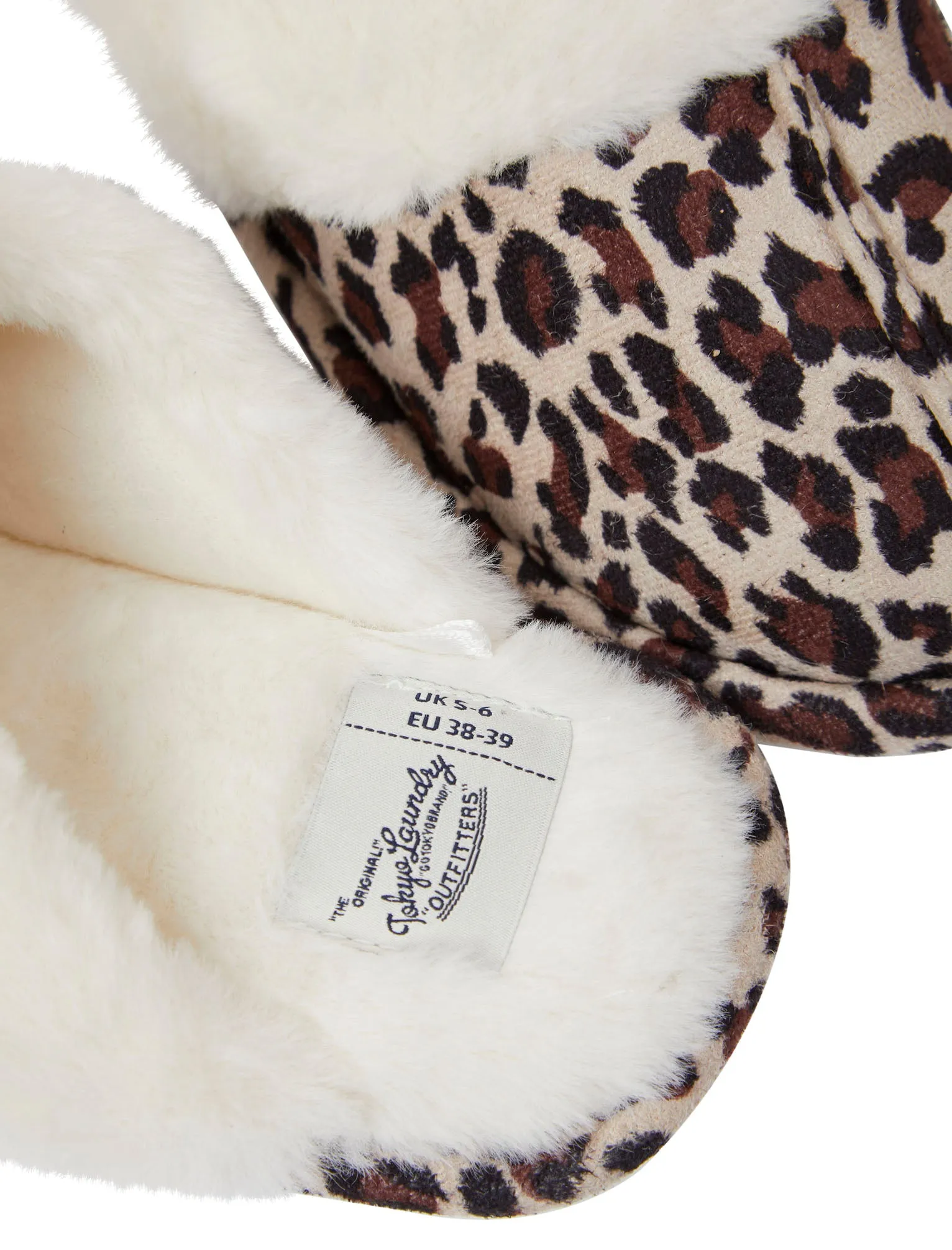 Bogota Faux Suede Mule Slippers with Faux Fur Lining & Trim in Beige Leopard - Tokyo Laundry