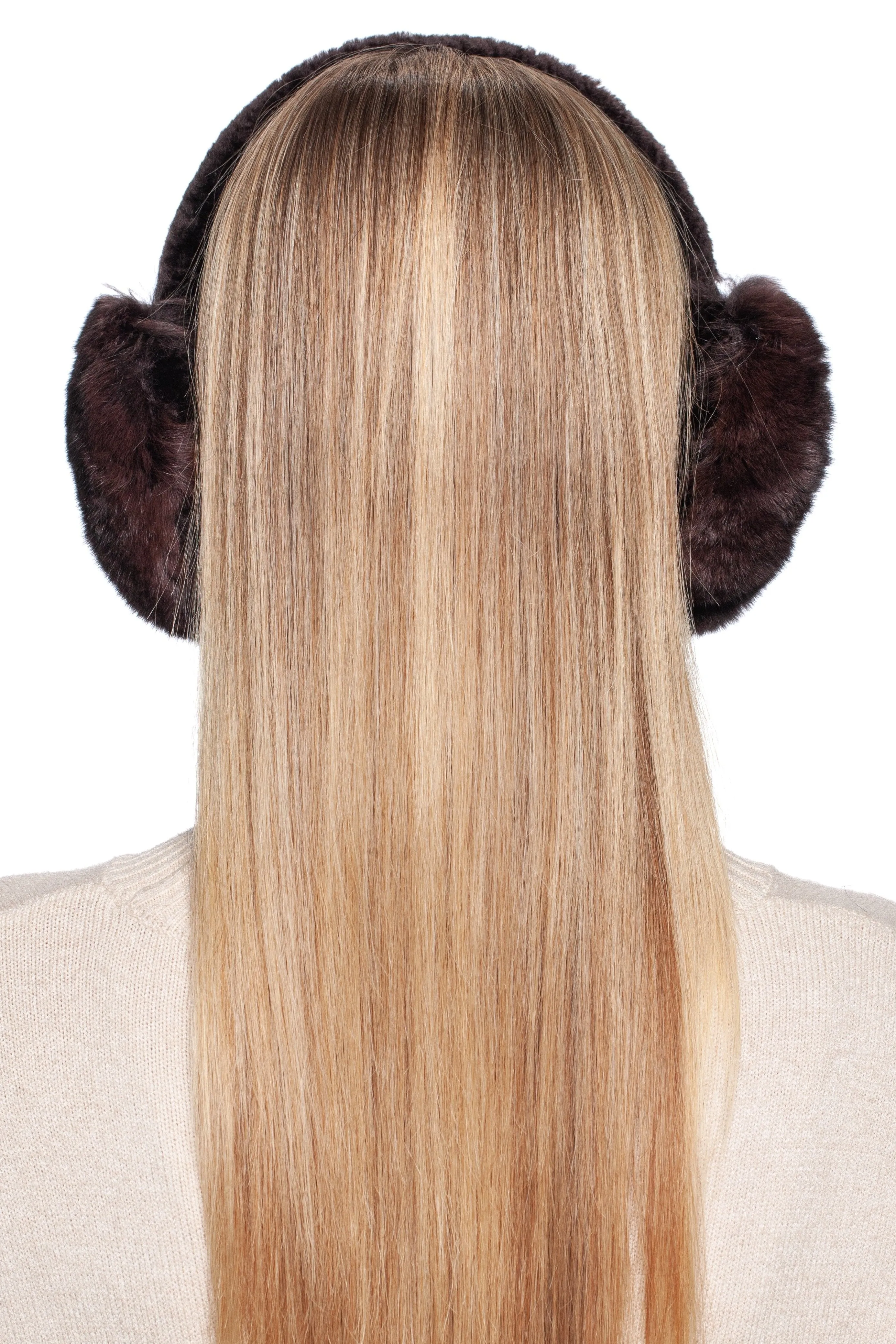 Brown Chinchilla Fur Earmuffs With Astrakhan Fur