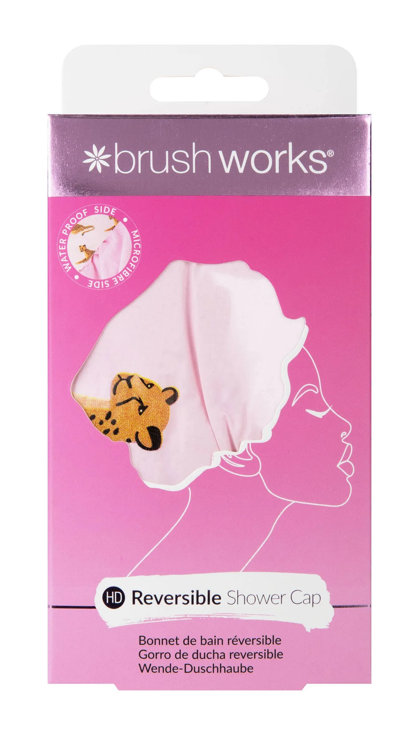 Brushworks Reversible Shower Cap - Leopard Pattern