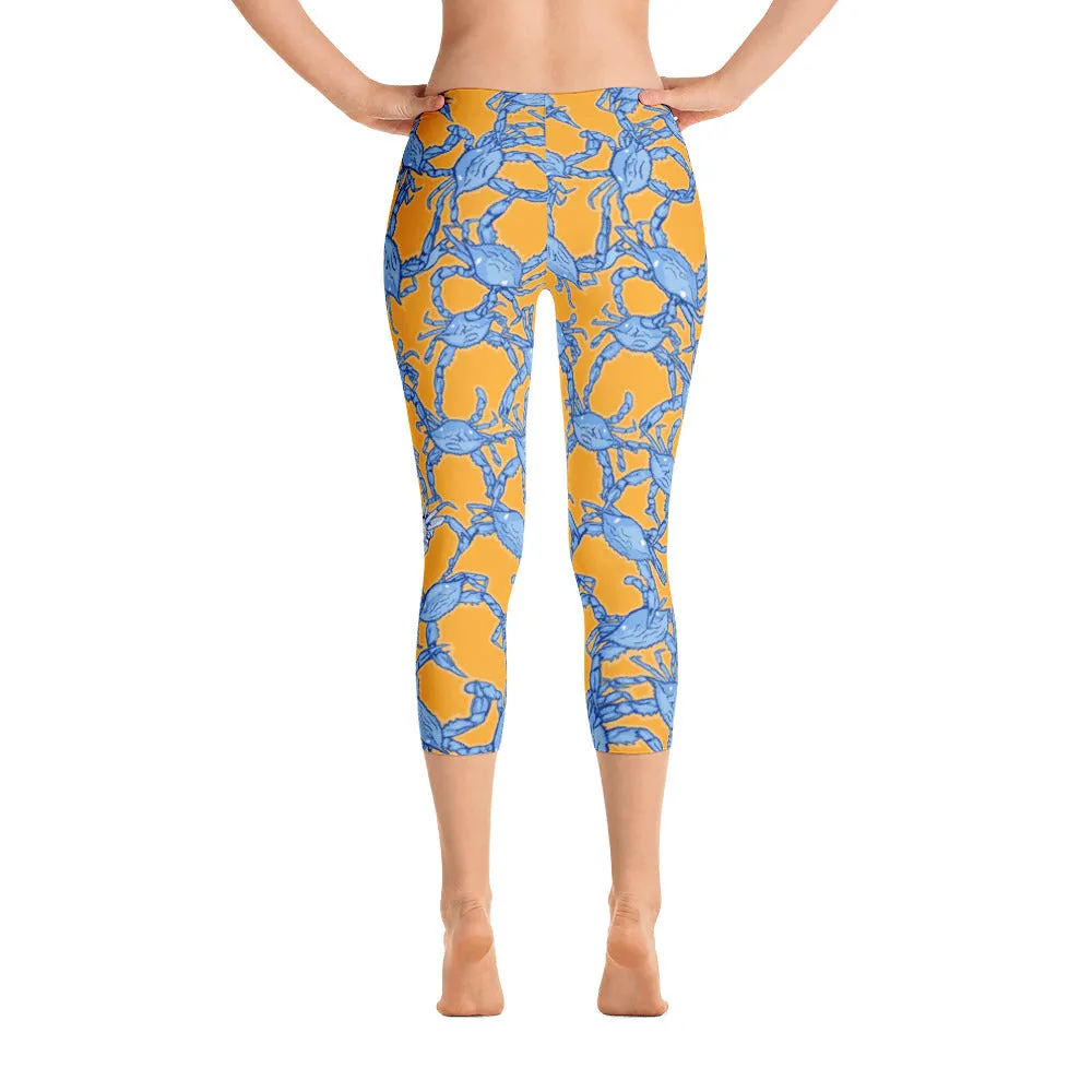 Bushel of Crabs Capri Leggings in Orange