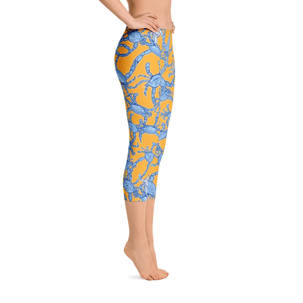 Bushel of Crabs Capri Leggings in Orange