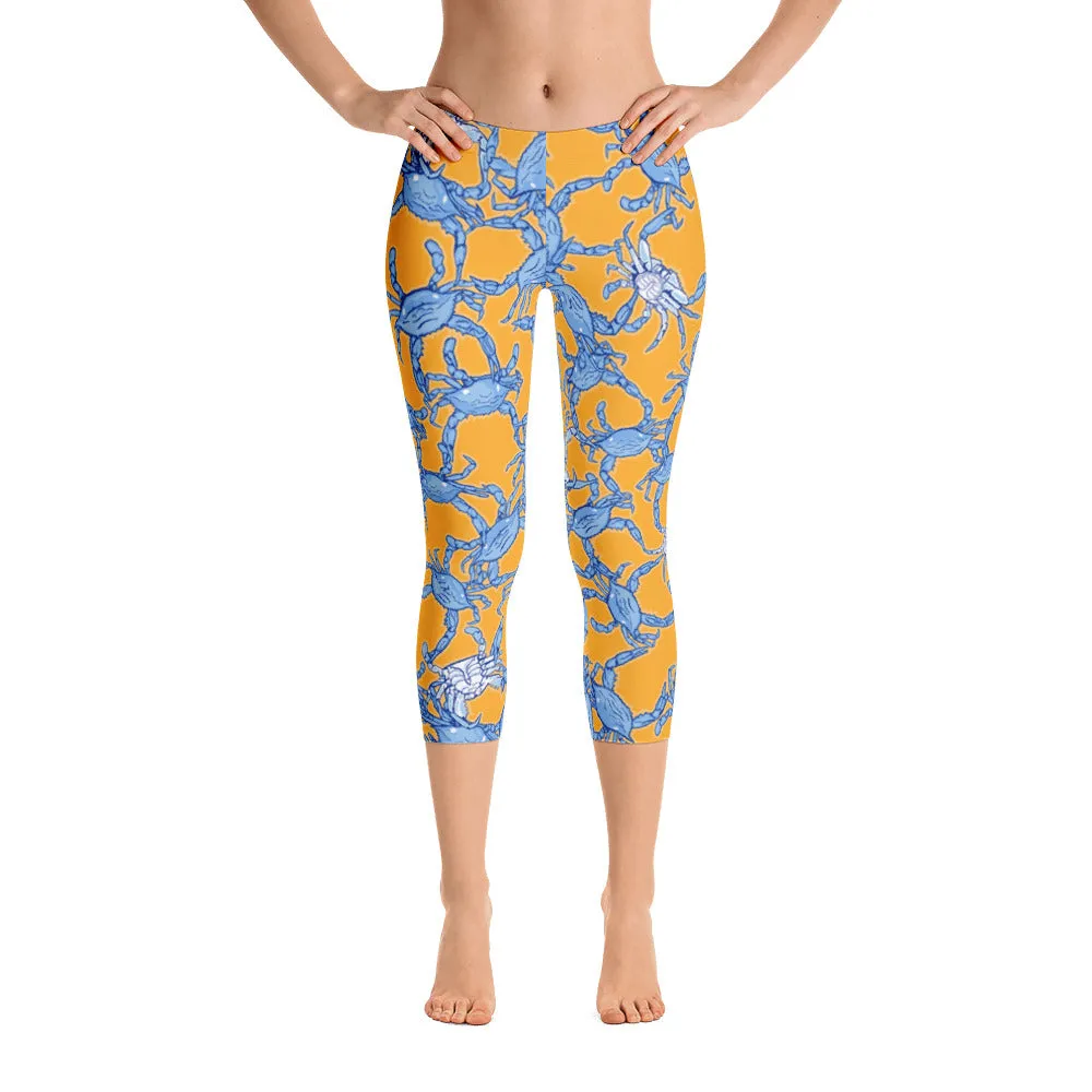 Bushel of Crabs Capri Leggings in Orange