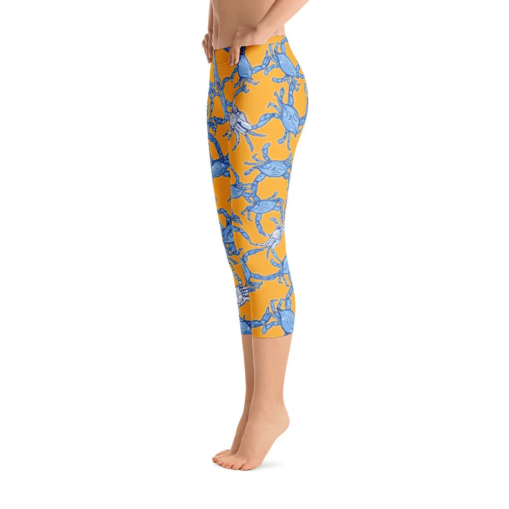 Bushel of Crabs Capri Leggings in Orange