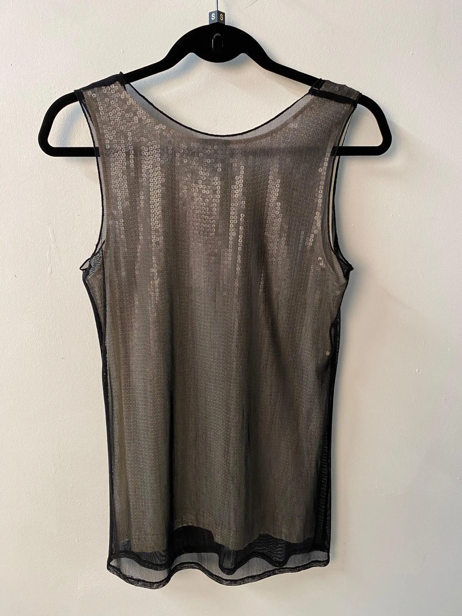 Calvin Klein Grey and Black Silk Sequin Top Size 44