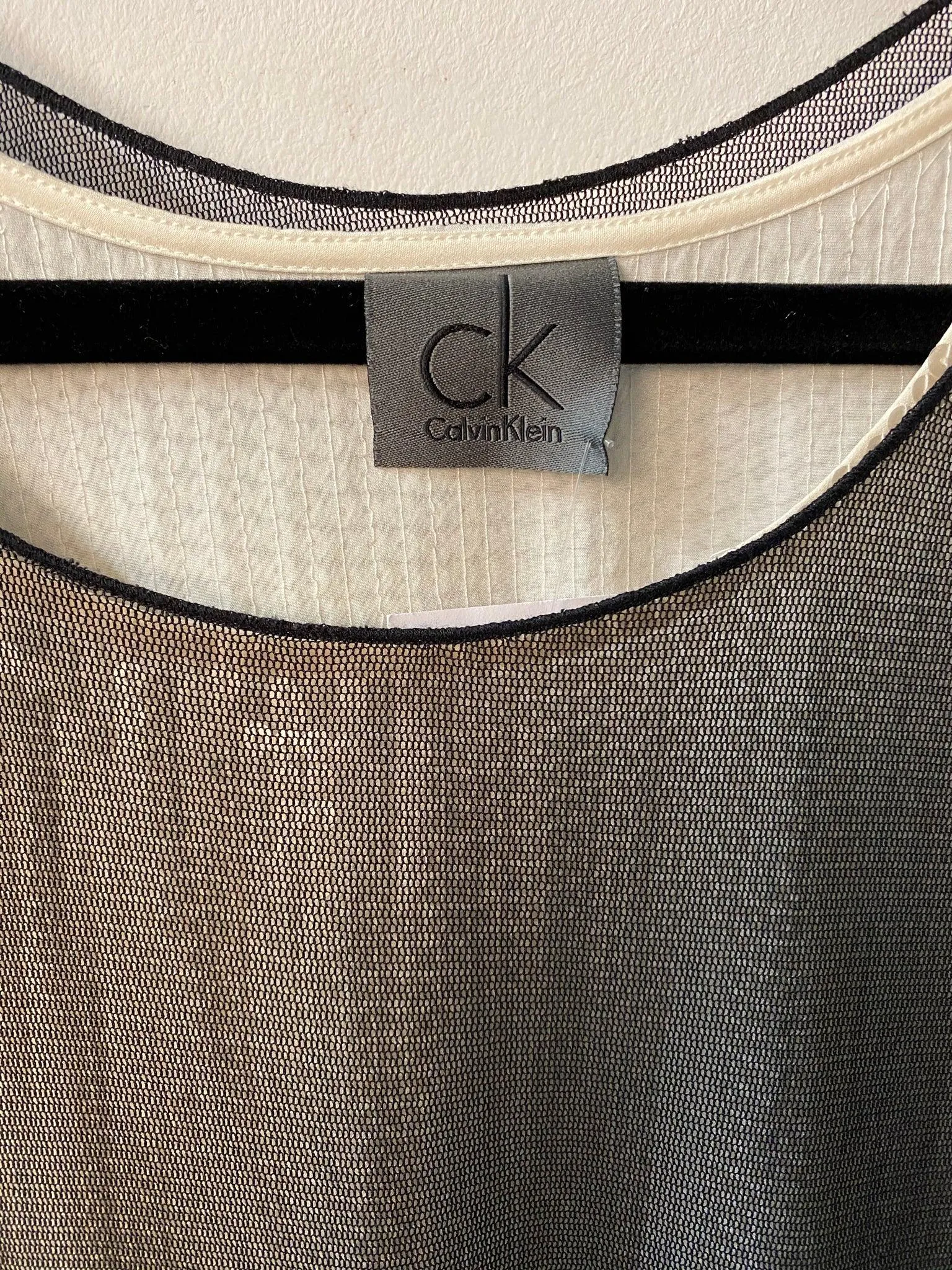 Calvin Klein Grey and Black Silk Sequin Top Size 44