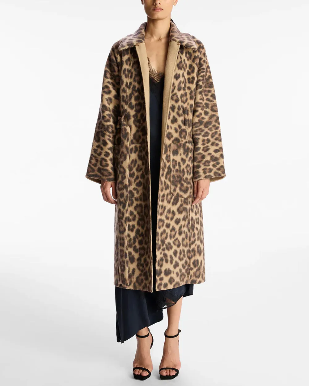 Camel and Black Leopard Winslet Coat