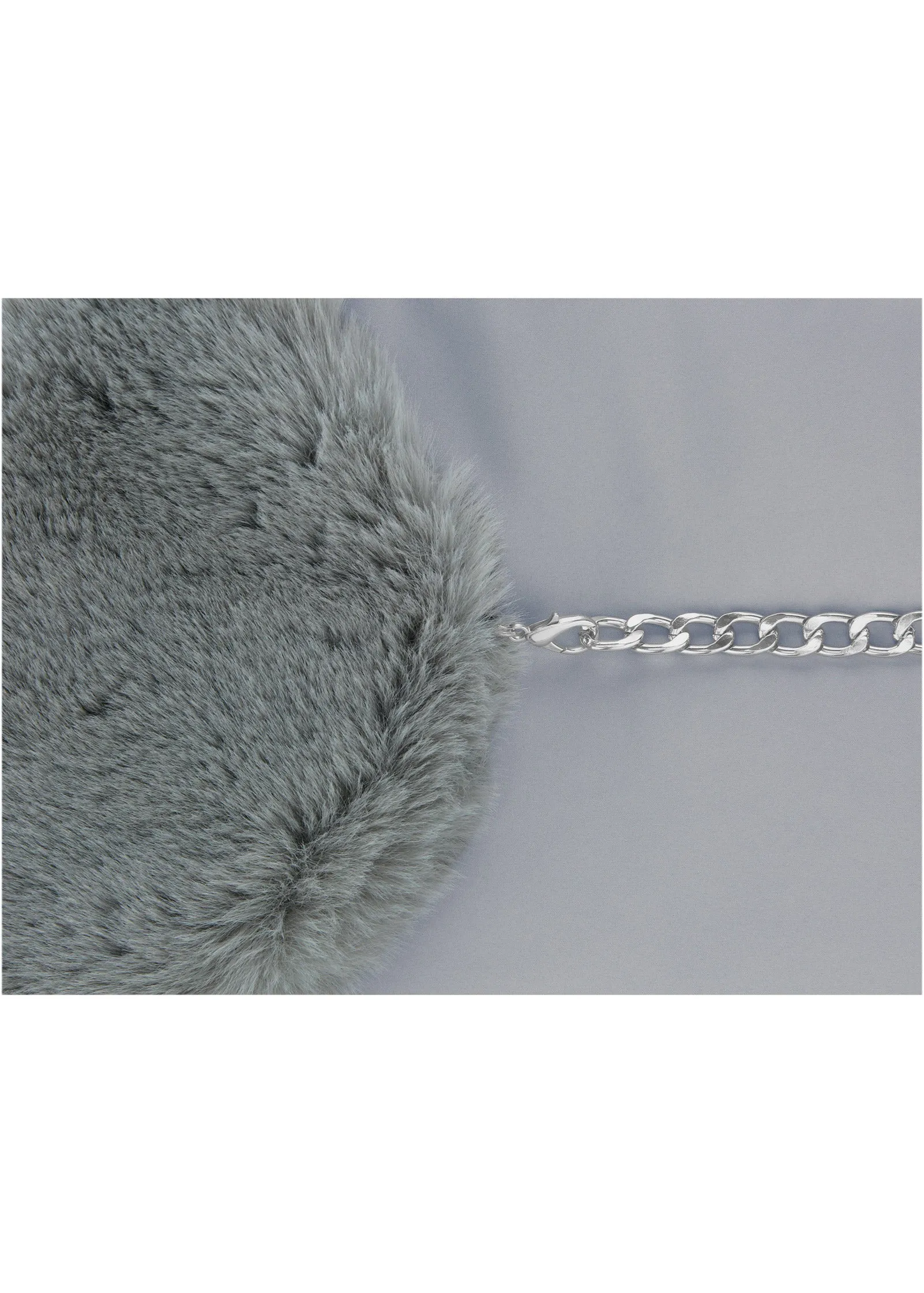 Chain Detail Faux Fur Stole - Grey