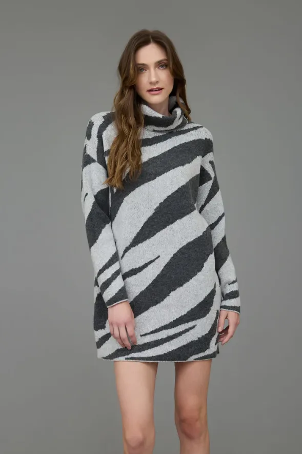 Charcoal Animal Print Sweater Dress - FINAL SALE