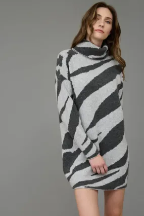 Charcoal Animal Print Sweater Dress - FINAL SALE