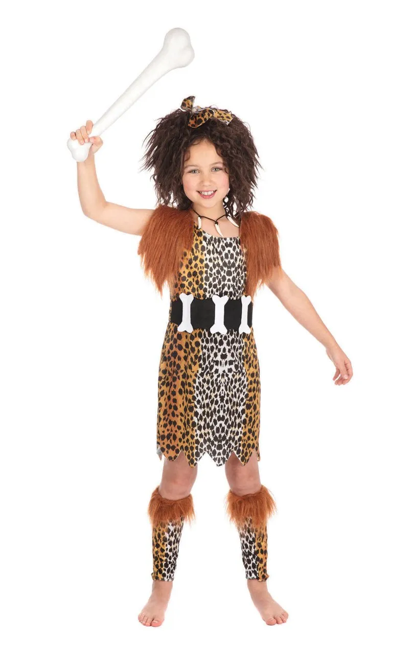 Child Cavegirl and Wig Costume