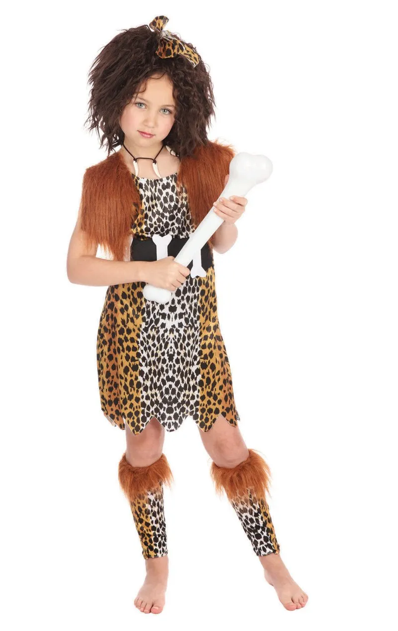 Child Cavegirl and Wig Costume