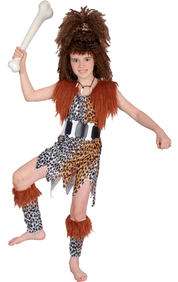 Child Cavegirl and Wig Costume