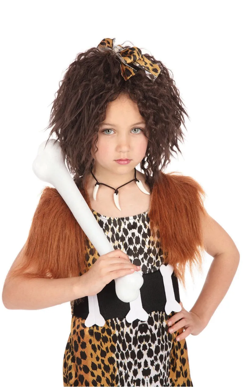 Child Cavegirl and Wig Costume