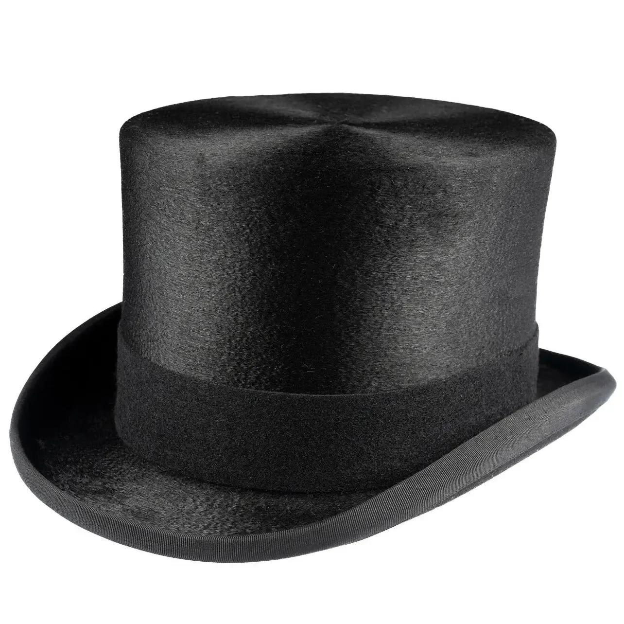 CHRISTYS' Luxury Fur Felt Melusine Top Hat - Antique Silk Look - Black