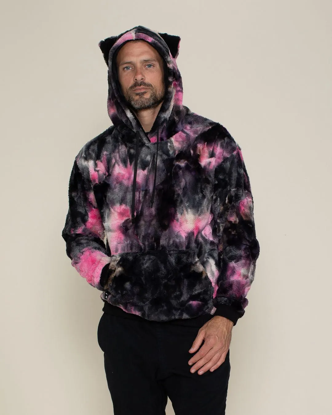 Classic Men's Fur Hoodie | Tie Dye Leopard