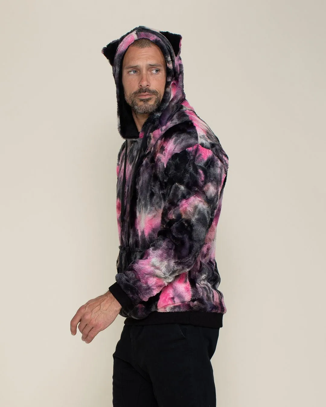 Classic Men's Fur Hoodie | Tie Dye Leopard