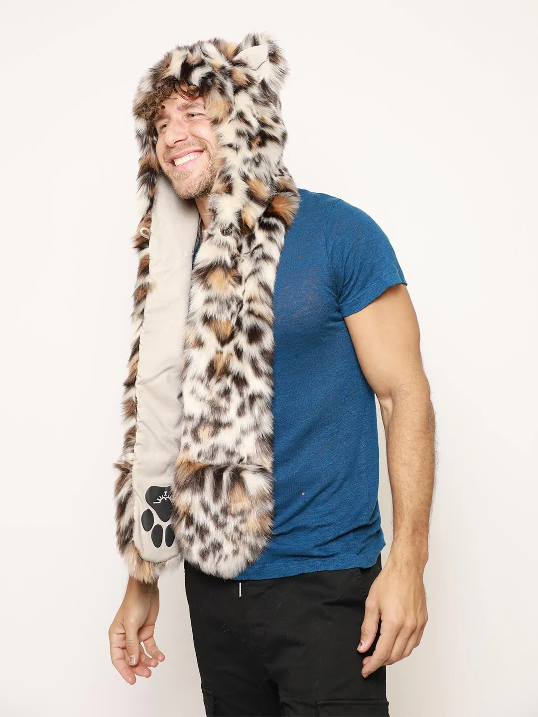 Clouded Leopard Faux Fur Hood | Men's