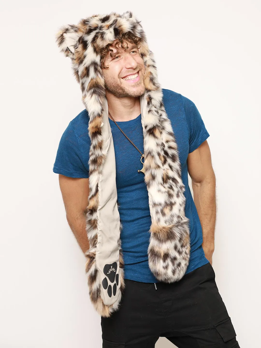 Clouded Leopard Faux Fur Hood | Men's