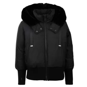 coat bomber fur lined - black