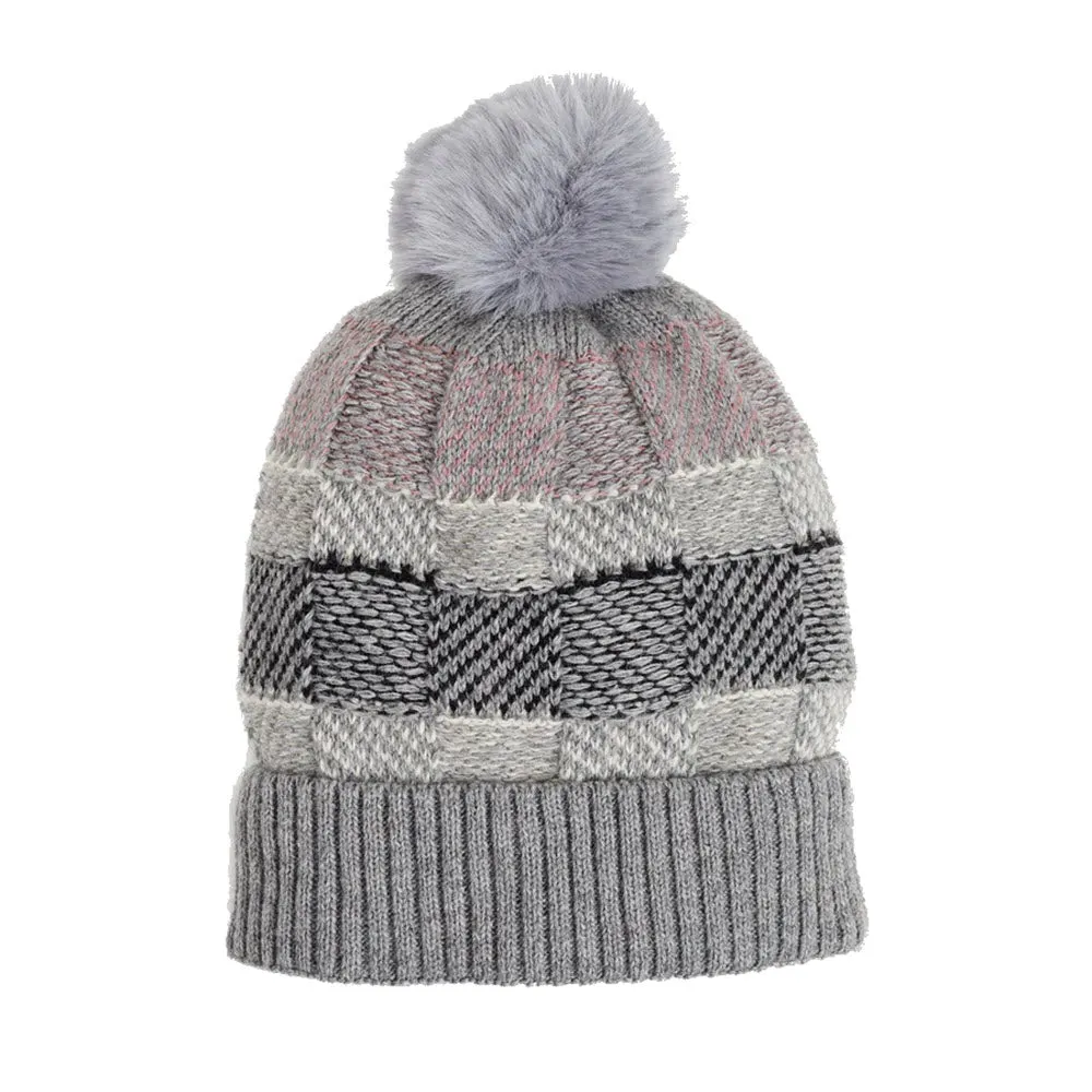 COCO & CARMEN CHECKERBOARD HAT GRAY - WOMENS