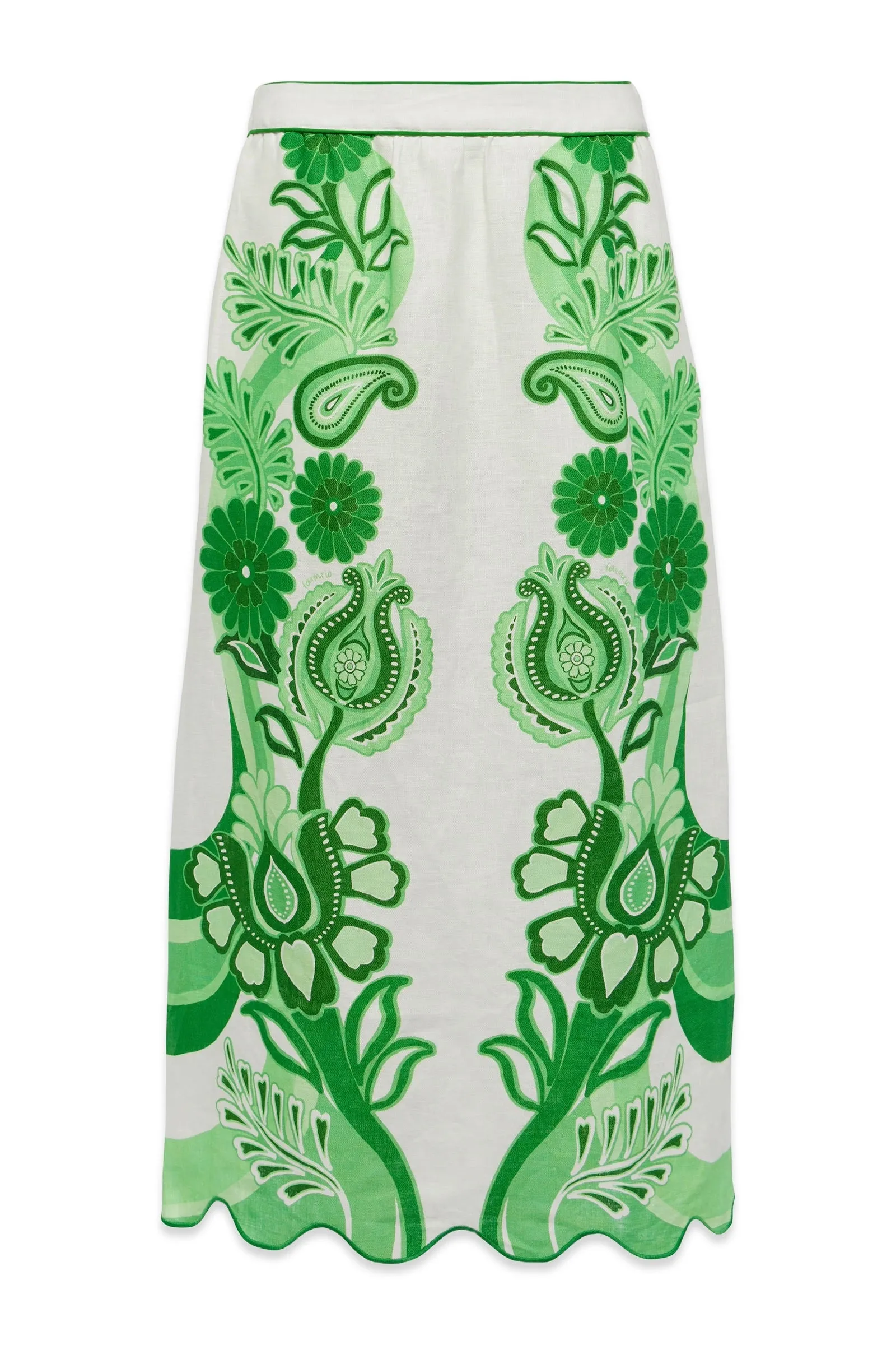 Color Festival Printed Linen Midi Skirt