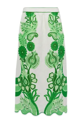 Color Festival Printed Linen Midi Skirt