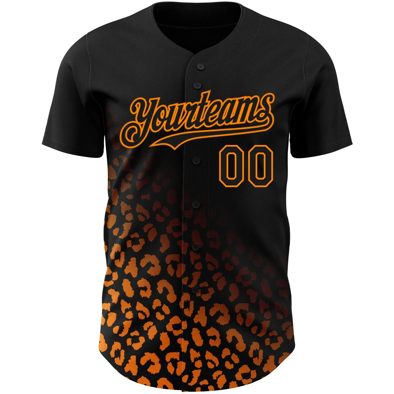 Custom Black Bay Orange 3D Pattern Design Leopard Print Fade Fashion Authentic Baseball Jersey