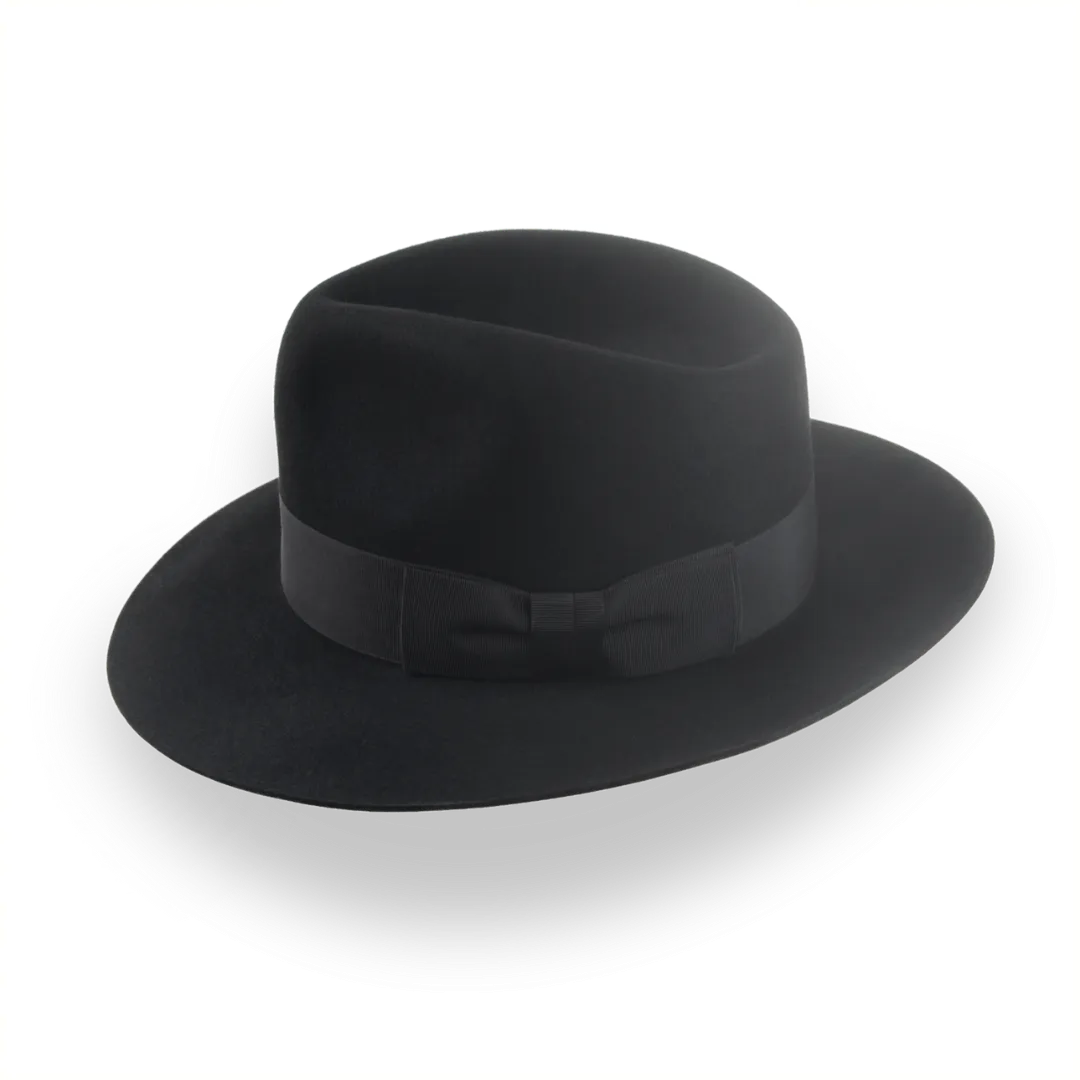 Custom Crafted Black Beaver Felt Fedora | The Regent