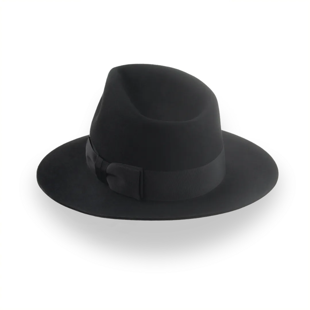 Custom Crafted Black Beaver Felt Fedora | The Regent