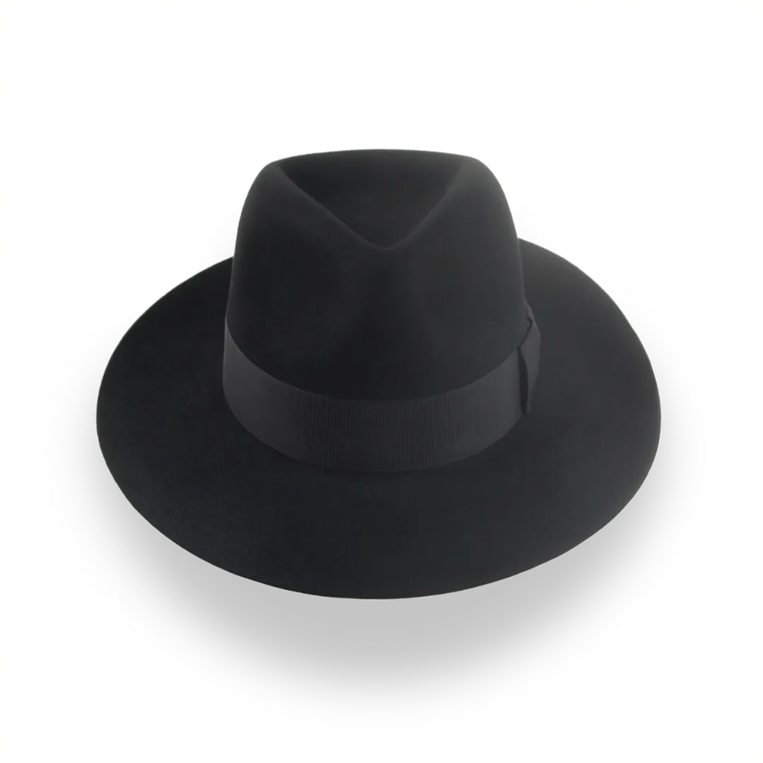 Custom Crafted Black Beaver Felt Fedora | The Regent